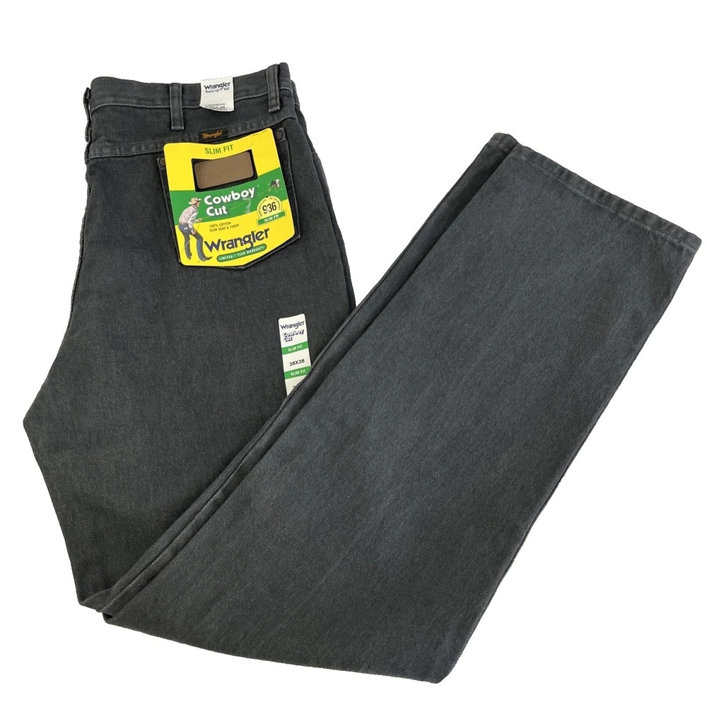 Wrangler 936 Cowboy Cut Slim Fit Jeans 36 x34 Tagged (33 Measured) Charcoal Gray